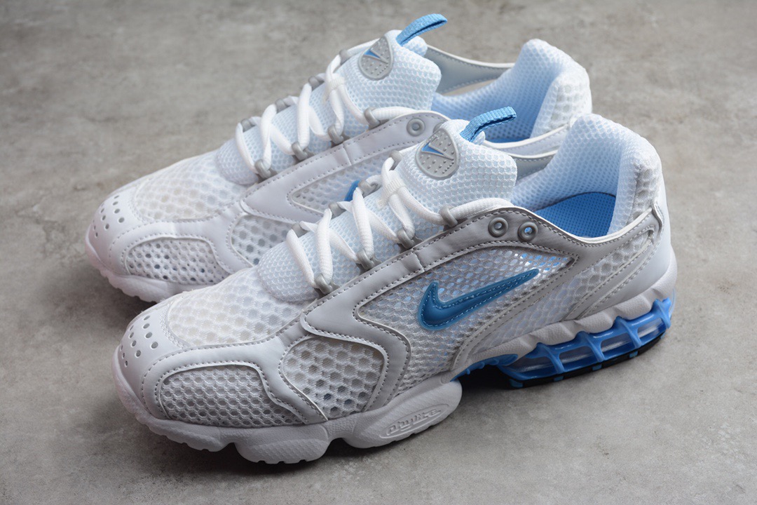 Women Nike Air Zoom Spiridon Caged 2 White Baby Blue Shoes - Click Image to Close